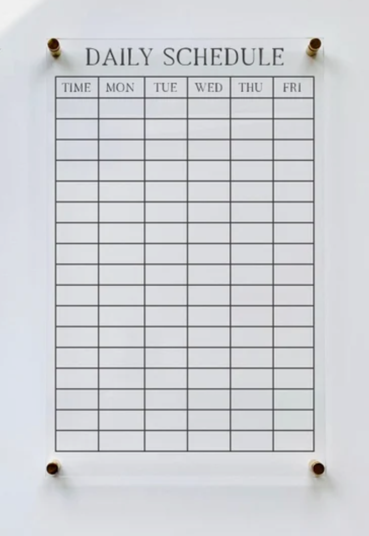 Acrylic schedule board