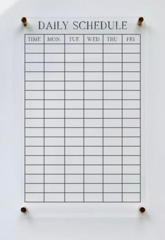 Acrylic schedule board