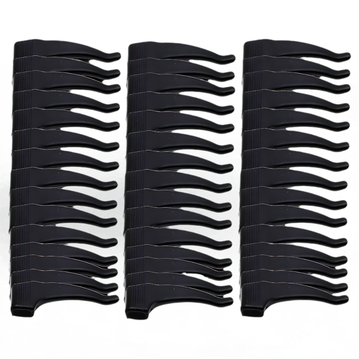 Forty black Anti-Slip Eyeglass Ear Grips displayed on white background.