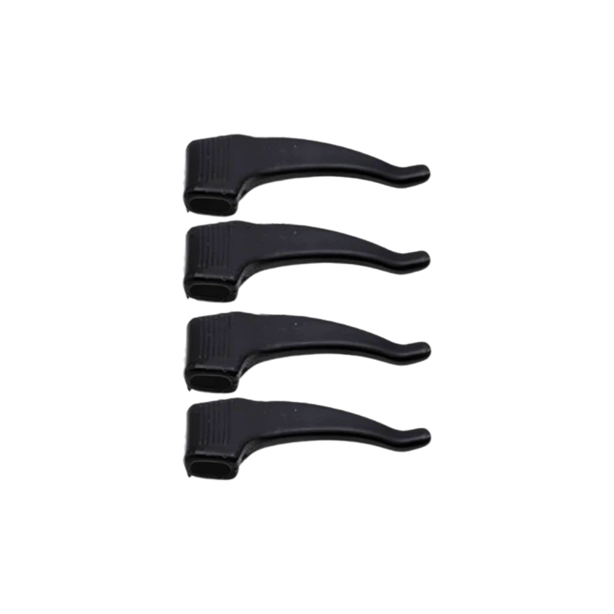 Four Black Anti-Slip Eyeglass Ear Grips displayed on white background.