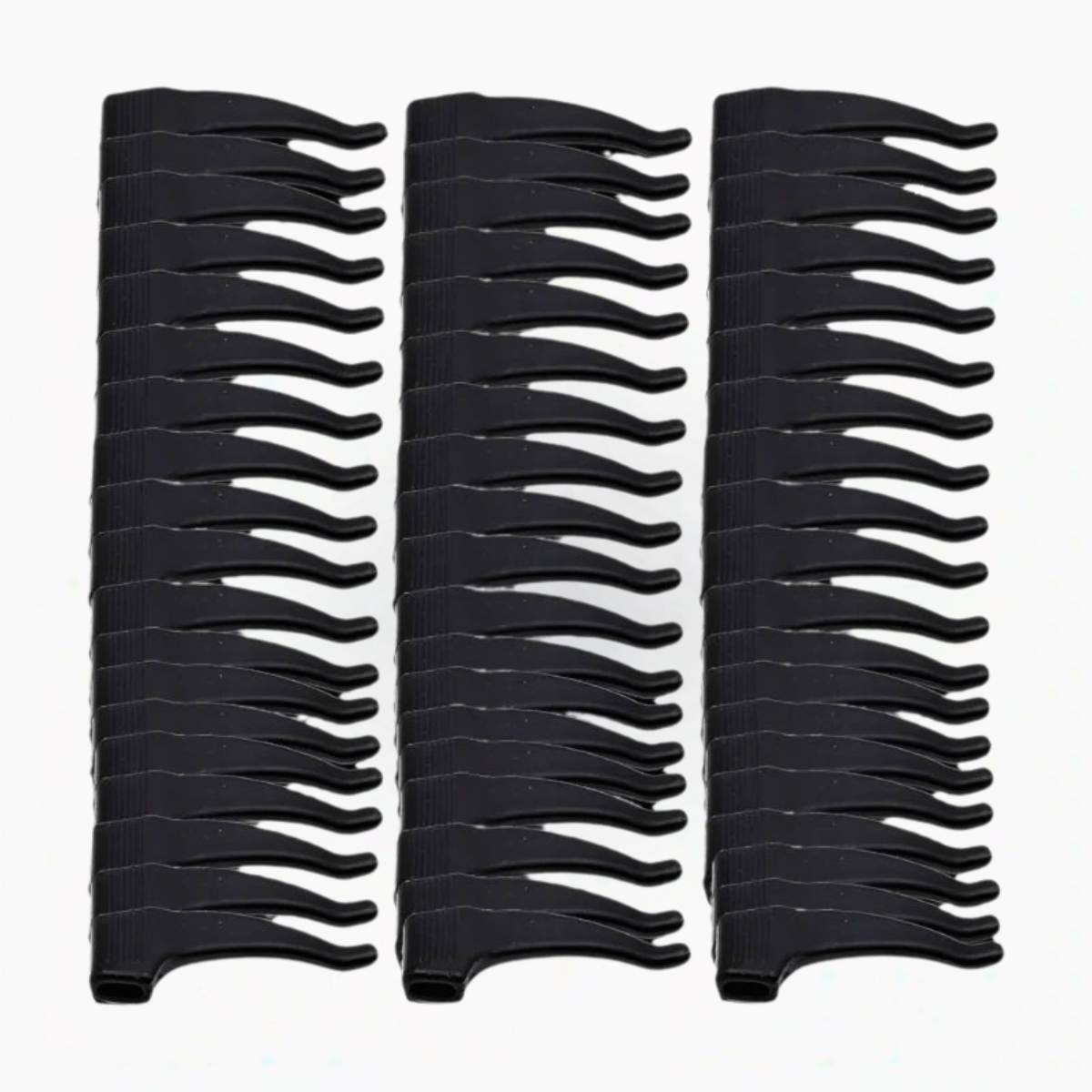Sixty black Anti-Slip Eyeglass Ear Grips displayed on white background.