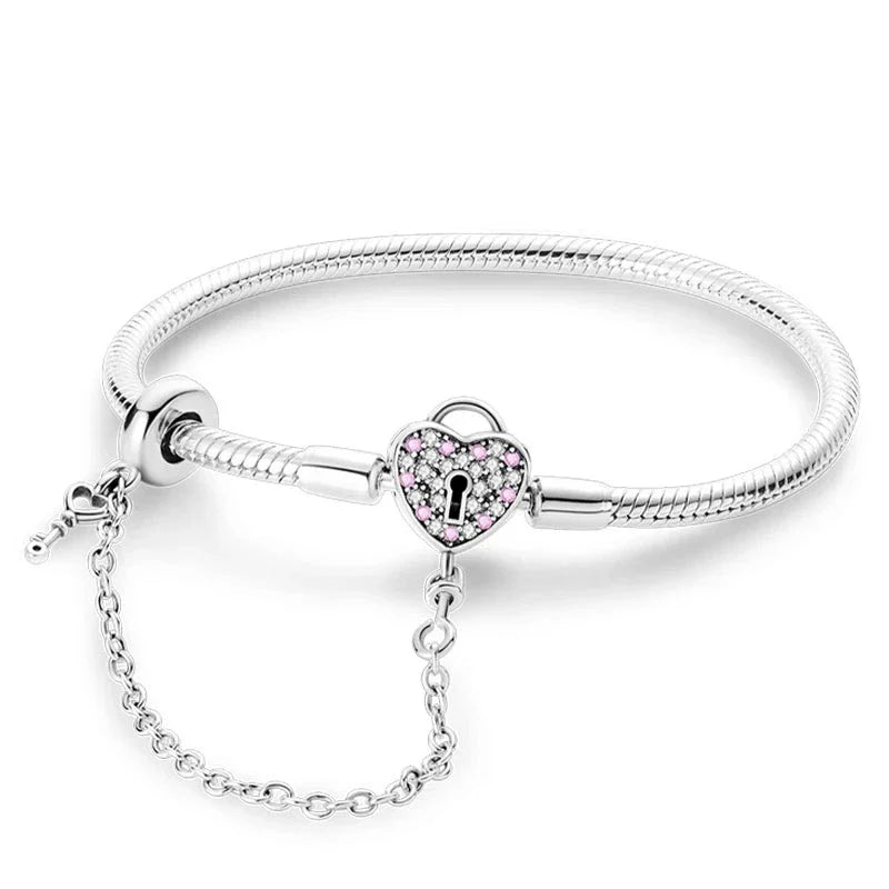 925 silver bracelet display on white background.