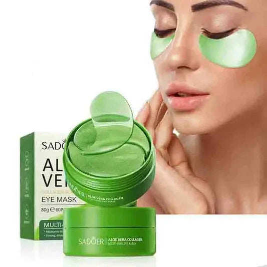 Aloe Vera Eye Masks with a model trying it